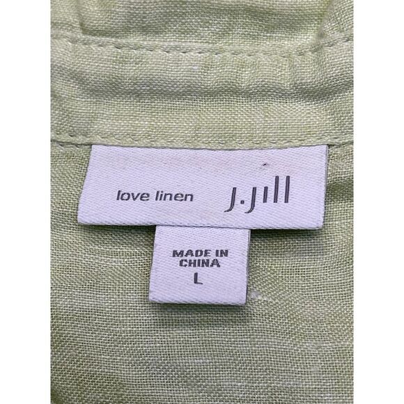 J.Jill Women Love Linen Peplum Back Tunic top sz large Button Up Pintuck Pleated - Picture 3 of 12